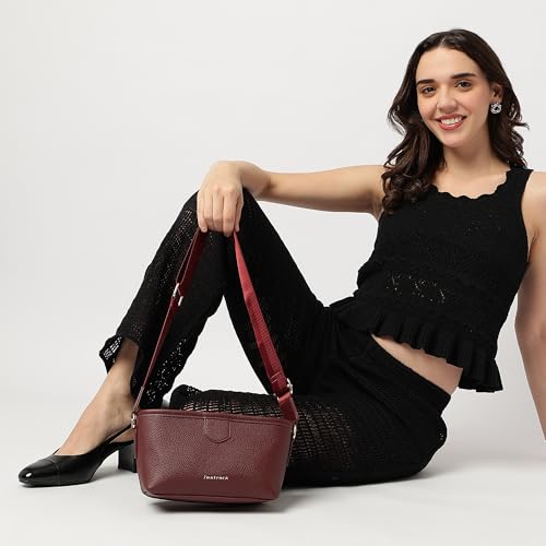 Image of Fastrack Main Character Sling Bag for Women, Compact Crossbody with Magnetic Closure Flap, Adjustable Strap and Internal Zipper Pocket, Trendy Everyday Sling Bag
