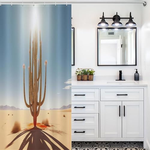 Rideau de douche cactus en polyester lavable pour baignoire 92x183 cm - 5