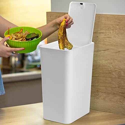 Caneca de basura rectangular 15L pack 2 plástico blanco y azul miniatura 5