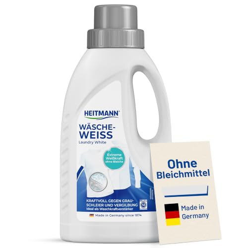 HEITMANN Wäsche Weiß 500 ml | Entfernt Grauschleier & Vergilbungen | Waschmittel Zusatz für weiße Wäsche | Wäsche Weißmacher für empfindliche Stoffe | Auch für Seide & Viskose geeignet