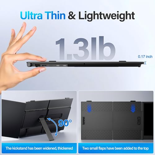 Image of Ultra Thin Laptop Screen Extender Monitor Portable,14 inch 1080P FHD Lightweight Dual Screen,Portable Monitor for Laptop,Fit for 13-17 inch Laptops,Plug & Play Compatiable with Win /Mac /Chrome /Android /Switch