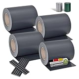 Juskys Rouleaux Brise-Vue en PVC pour clôtures à barreaux Doubles - 4 Rouleaux de 35 m, 120 Clips de Fixation - Film Anti-Regards pour clôture Protection visuelle - Anthracite