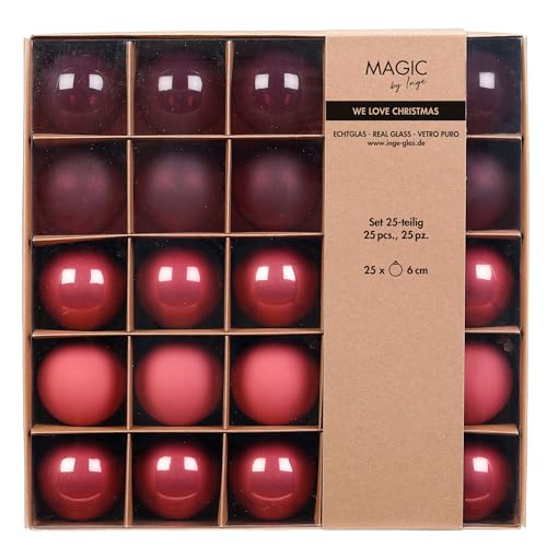 Weihnachtskugeln Glas 6cm 25er Set - transparent, matt & glänzend -...