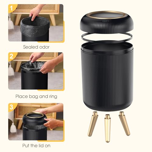 Image of Bathroom Trash Can Automatic Touchless，3 Gallon Smart Motion Sensor Trash Bin with Lid，Plastic Black Garbage Can Wastebaskets with Removable Legs for Kitchen, Office, Toilet, Bedroom