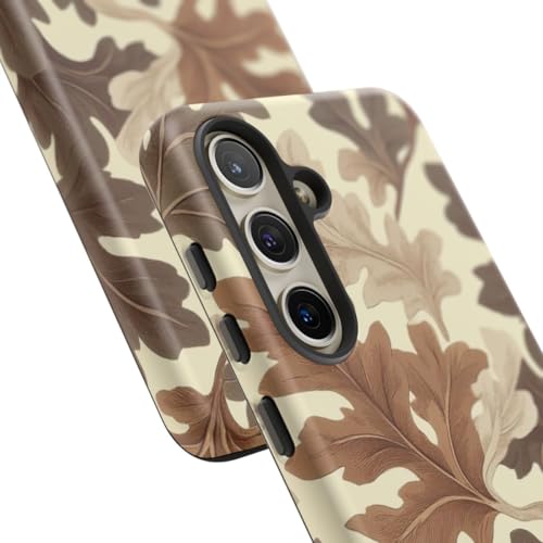 Coque Samsung Galaxy S24 marron mate motif feuille de chêne rigide