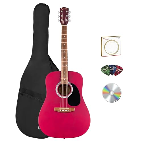 Fender FA Series Dreadnought Acoustic Guitar - Crimson Red Bundle with Gig Bag, Strings, Picks, and...