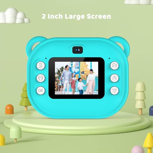 Image of Playpulse 1 Year Warranty Instant Kids Camera - 12MP Digital Print Camera, Photo Printer, Video Recorder, MP3 Player, Fun Filters, Rechargeable Battery & Paper Rolls - Green