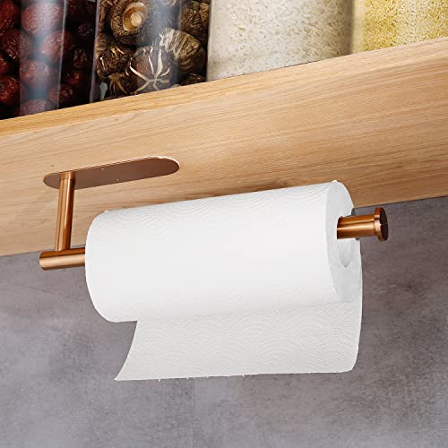 Paper Towel Holders,Paper Towels Rolls - For Kitchen,Paper Towels Bulk- Self-Adhesive Under Cabinet,Both Available In Adhesive And Screws,Stainless Steel Paper Towel Holder(Rose Gold) #TOP2