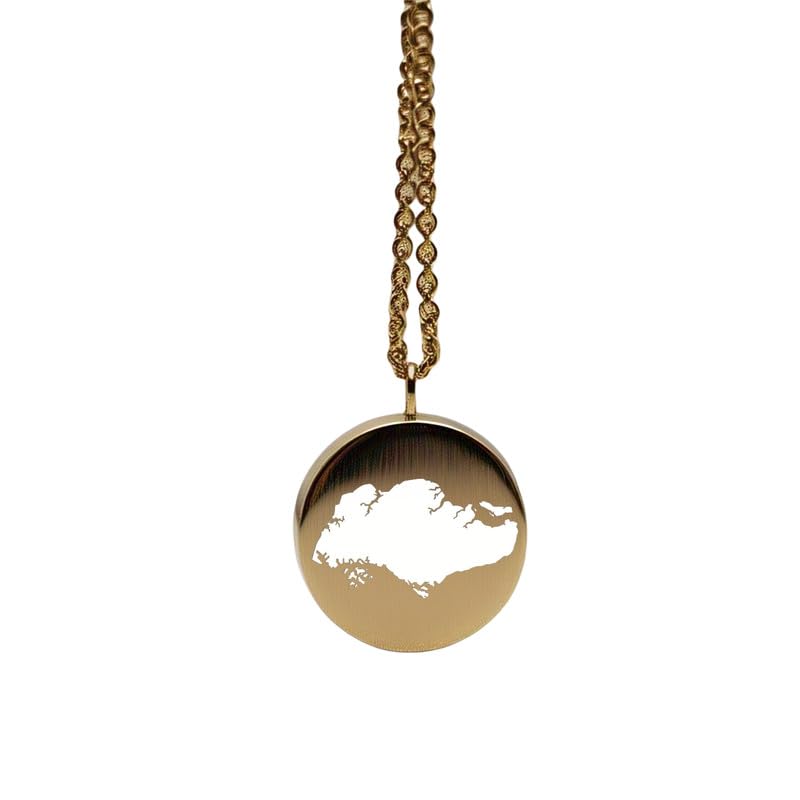 Pendentif carte de Singapour en argent 1,5 mm d'épaisseur, breloque Terre ronde