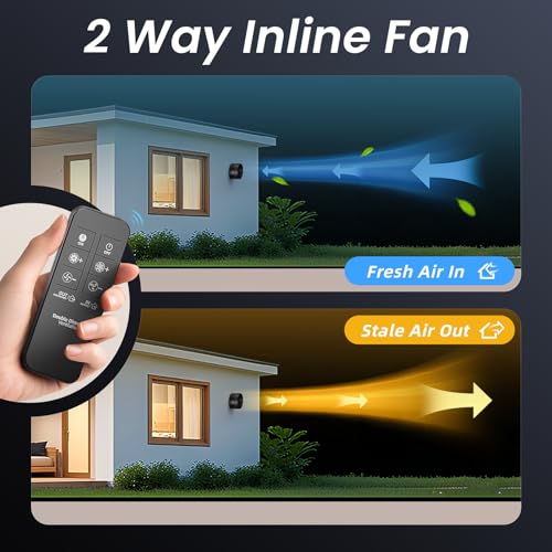 Image of 4 Inch Inline Fan with Remote,2Way 6 Speed Inline Duct Fans High-Efficiency Exhaust Duct Fan DC Motor, Low Noise HVAC Ventilation in Basement Bathroom Workshop Attic P126