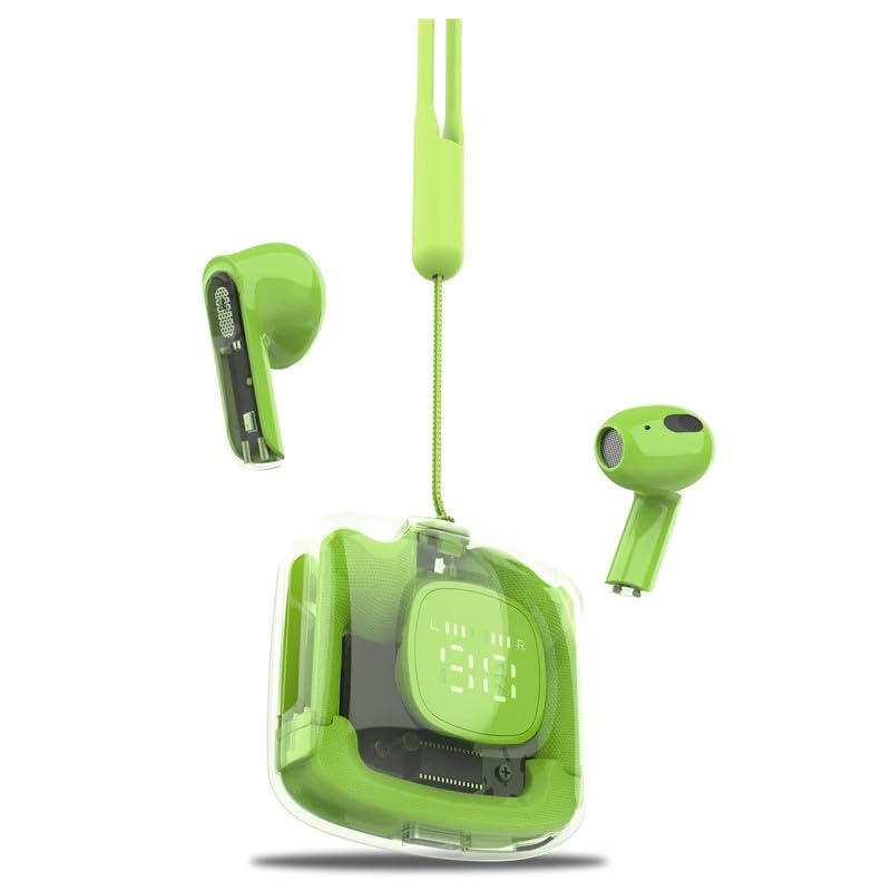 Image of MOONKI Sound MH-TWS50-GRN in-Ear Headphone BT5.3 WL Built-in Microphone Ear Buds Rechargeable Digital Display Case 4-Hour Playback Comfortable Design Compact Stylish Audio Reliable Performance Green