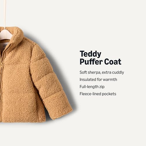 Image of Amazon Essentials x Sofia Grainge Unisex Toddlers and Babies' Teddy Puffer Jacket, Winter Coat, Fleece Lined