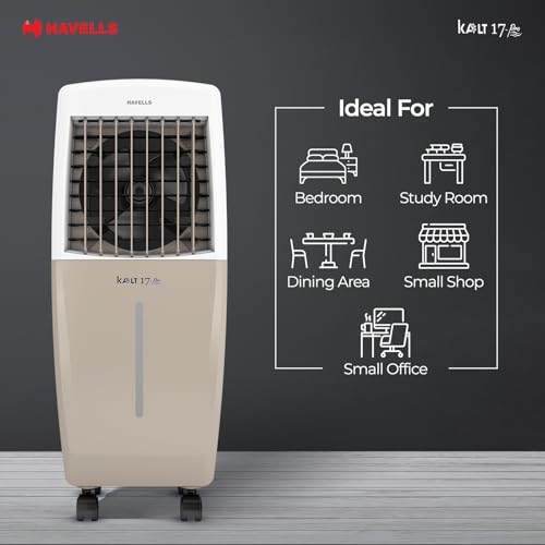 Image of Havells Kalt Pro 17 L Personal Air Cooler for Room|With Fan & 3 Side Bacteria Shield Honeycomb Pads|Aerodynamically Designed Blades|Sleek & stunning design |Front Wheel with Brakes|Inverter Compatible