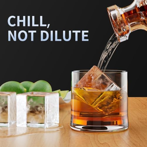 Image of Ice Cube Molds with Lid,Big Silicone Ice Cube Tray for Whiskey,2Inch Square Ice Cube Tray,Easy-Release Ice Mold,Giant Ice Cubes for Bourbon Cocktail (3, Navy Blue)