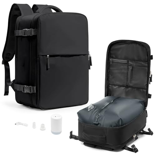 coowoz Mochila de viagem feminina masculina aprovada por companhias aéreas para laptop mochila esportiva, B - preto, XLarge(Vacuum pump)