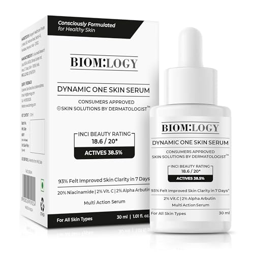 Image of Biomlogy All in 1 Multi Active Face Serum | 20% Niacinamide, 2% Vit C | Brightening, Firming, Premature Anti-Aging, Pigmentation | Improves Barrier, Overall Skin in 4 Weeks | 38.5% Actives| 30ml