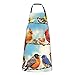LINGF Animali Pappagalli Uccelli Grembiule, Cucina Grembiuli Da Cucina Bavaglino Impermeabile Grembiule Da Cucina Con 2 Tasche Lunghe Cravatte