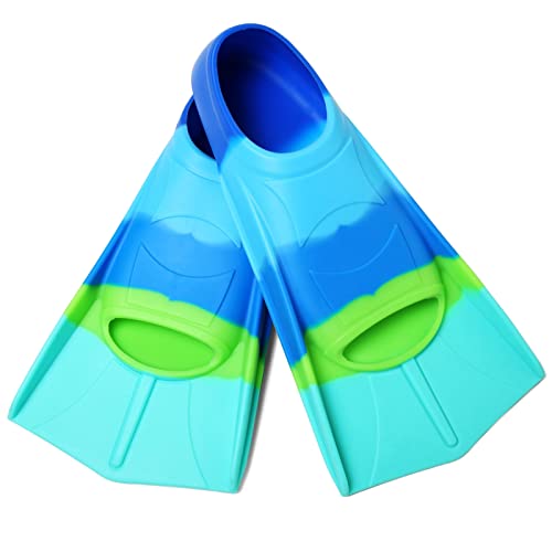 Image of Kids Swim Fins,Youth Flippers Short Swimming Fins Flippers for Lap Swimming Training for Kids Girls Boys 2XS