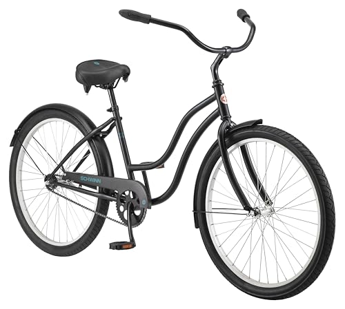 Schwinn Mikko 1 Cruiser Bike, 26 Inch Bike for Women and Men, Single-Speed Beach Cruiser Bicycle, Rear Coaster Brake, Comfortable Padded Seat, Upright Riding Position, Adult Bicycle by Schwinn - Used condition - US$186.78