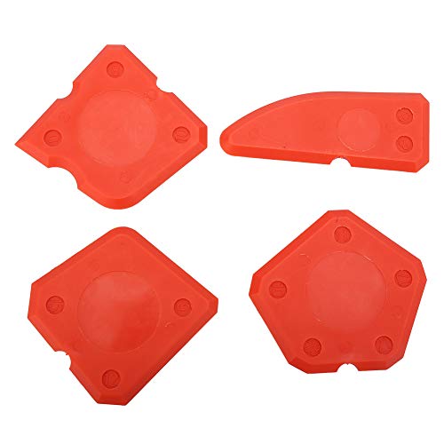 4PCS Caulking Tools Kit, Sealant Grout Finishing Sealing Silicone Glass Cement Scraper Set (Red)