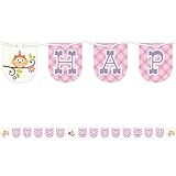 Happi Woodland Happy Birthday Banner for Baby Girl - Birthday Party Decorations Birthday Garland, Hanging Pennant Banner with String, 7 Feet Long
