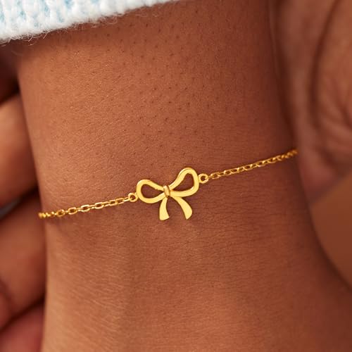 Image of STORYJEWELLERY Daughter Bracelet, Daughter Gifts, Birthday Presents for Adult Daughters, Graduation Present, Bow Bracelet for Daughters