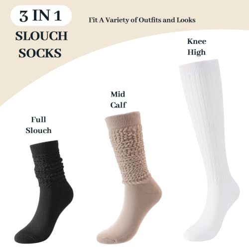 Image of Pleneal Slouchy Socks for Women Scrunch Sock Knit Chunky Crew Boot Socks