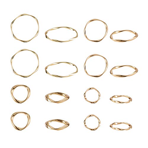 PH PandaHall 32pcs 4 Sizes Twist Linking Ring Alloy Metal Circles Charms Links Jewelry Connectors for Earring Necklaces Bracelets Jewelry Making (0.5, 0.6, 1, 1.4)