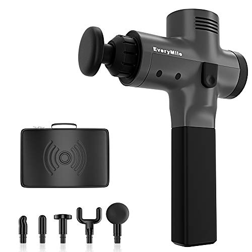 EveryMile Muscle Massage Gun - Deep Tissue Massager Handheld - Fascia Gun for Sore Muscle and Stiffness - 5 Adjustable Speed- Carry Case - Quick Chargeable & Super Quiet