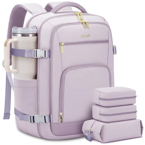 Image of LOVEVOOK Travel Backpack For Women Flight Approved, 50L Large Carry On Backpack For Airplanes, Personal Item Travel Bag, Waterproof 18 Inch Laptop Backpack For Business Weekender Overnight, 4Pcs Set