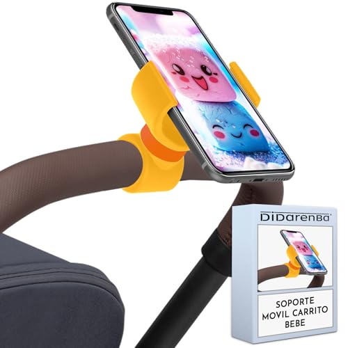 Didarenba Soporte movil Carrito Bebe Universal valido para Smartphones de hasta 7.6' Amarillo