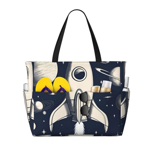 Sac de voyage polyvalent imprimé fusée espace pour les sorties à la plage