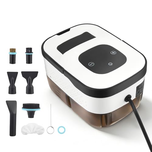 Pulitore a vapore portatile da 2500 W, 4,5 bar, serbatoio da 1250 ml, tempo di riscaldamento 15S, 9 accessori, tubo da 2 m, pulitore a vapore portatile per cucina (campo in ceramica), auto, pavimento