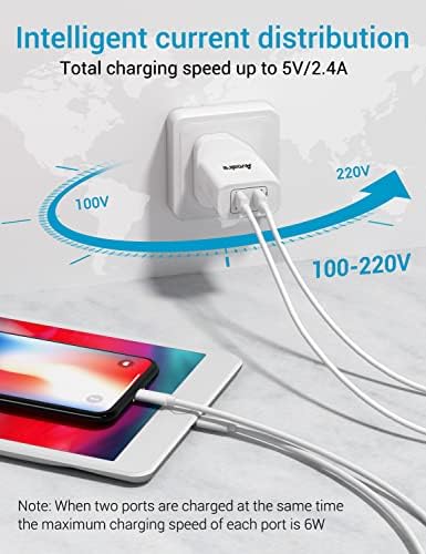 Avoalre iPhone Charger Plug and Cable 12W iPad Charger Plug with 2 Pack 2M USB A Lightning Cables Fast iPhone Double Charger Plug UK for iPhone SE 2020 11 12 X XR 8 7 Plus 6S 5S iPad MFi Certified