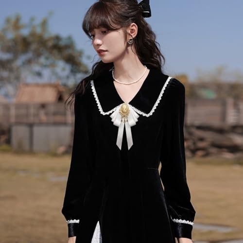 Image of Retro Court style Crystal Ribbon Bow Tie Brooch Pins for Women Girls Victorian Cameo Bow Brooch Pre-Tied Bowknot Corsage Collar accessory
