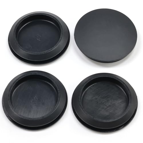Image of 4 Pcs 42 mm Silicone Rubber Plugs Snap in Locking Hole Plugs for 42 mm (1-5 /8 inch) Round Holes, Flush Type Rubber Stoppers, Flexible Tube Pipe End Caps Covers, Waterproof Sealing Plugs, Black
