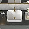 Sarlai vessel sink rectangular 19×15 modern bathroom vessel sink rectangle above white porcelain ceramic vessel vanity sink art basin with faucet hole  urban country home decor