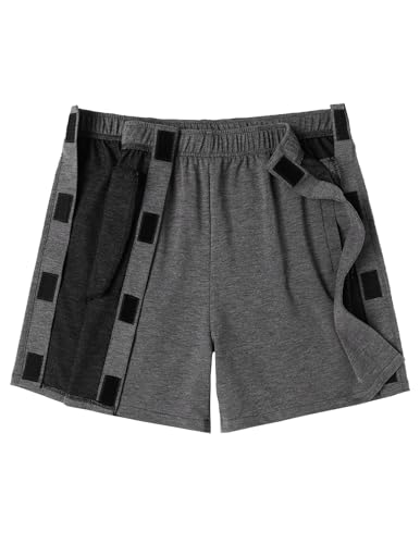 Deyeek Unisex Tear Away Shorts Snap On Athletic Cotton Shorts Post Knee Surgery Recovery Hip Replacement Pants with Pockets3