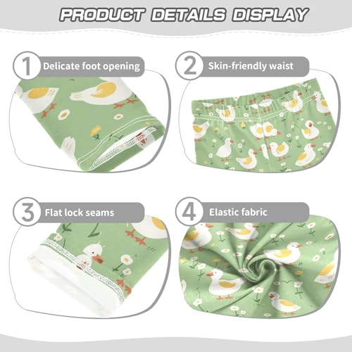 Cartoon Ducks Girls' Leggings Toddler Doodles Cute Kids Yoga Pants Dance Active Tights 4T3