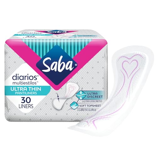 Image of Saba Diarios Ultra Thin Multishape Pantiliners, Flexible & Versatile Panty Liners, 4-Pack of 30 Pads (120 Count)