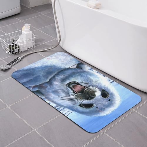 Tapis de bain super absorbant séchage rapide salle de bain diatomées phoque