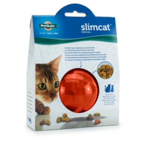 PetSafe Slimcat Feeder Ball - Interactive Game for Your Cat - Fill with Food and Treats - Orange