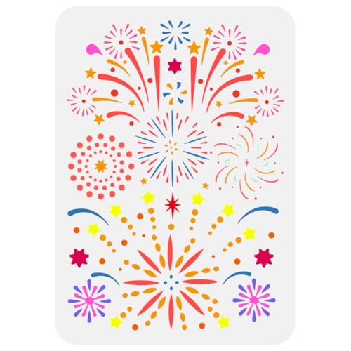 FINGERINSPIRE Fireworks Drawing Stencil 29.7x21cm, Reusable Various Shapes Painting Template for Brilliant Decoration