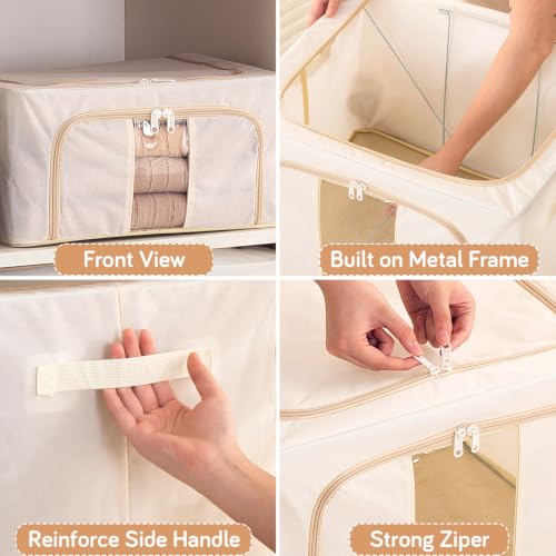 Image of HOKIPO 24L Cloth Organizer for Storage, Small Storage Box for Clothes, Cream Pack of 2 (AR-6669-CRM*2)