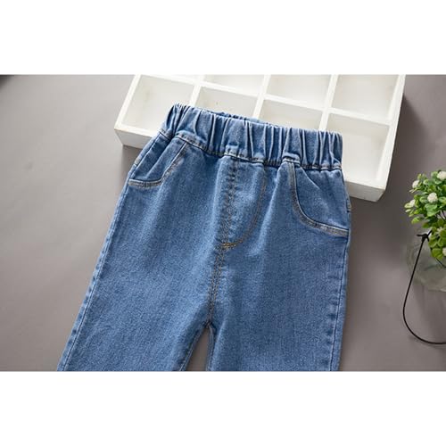 for Girls Kids Y2k Jeans Tassel Hem Drawstring Waistband Basic Jeans Back to School Girls Jeans Size 104
