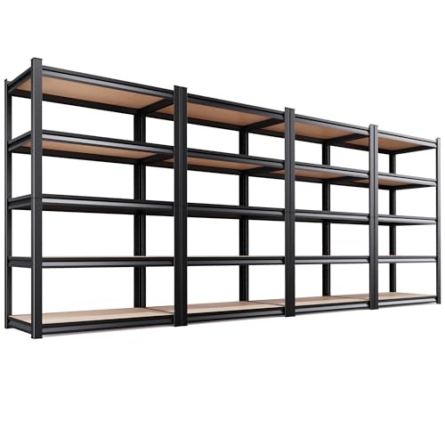 Image of 4-Pack Garage Shelving for Large Storage & Whole Home Organization, 78 inch H x 46 inch W x 20 inch D 5-Tier Adjustable Metal Storage Rack for Tools, Storage Bins, Bulk Items, Garage, Pantry & Workshop