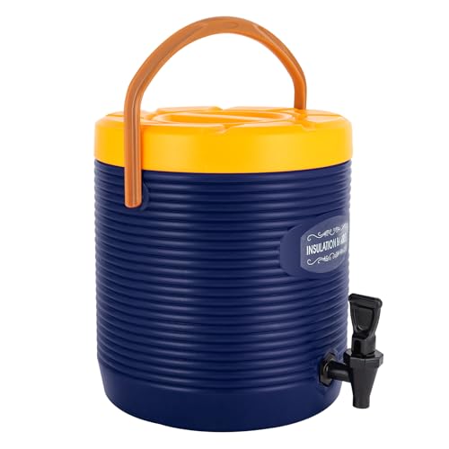 Hot and Cold Drink Dispenser, 3.4Gal Insulated Beverage Dispenser with Faucet, Stainless Steel Hot & Cold Drinks Bucket, Insulated Container for Hot Water Coffee Tea Chocolate Milk (Blue)