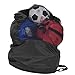 Produktbild Bewertung Von Extra Large Wasserdichte Bewegliche Mesh-Ausrüstung Seesack Heavy Duty-Nettoball-Umhängetasche Basketball Volleyball Fußball Teppich Kugel Fußball Tragetasche Tote Lagerung,Schwarz