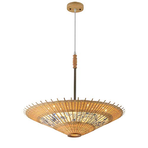 Preisvergleich Produktbild LJYY Bambus Kronleuchter Bambus Kunst Regenschirm Pendelleuchte Handgefertigte Bambus Kronleuchter Verstellbare Anti-Schimmel- und Feuchtigkeitsschutz Hotel Bar Korridor Deckenleuchte, 17 * 65 cm