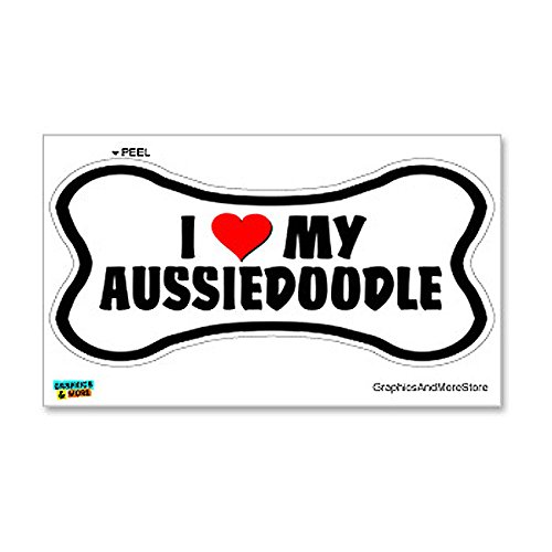 GRAPHICS & MORE Aussiedoodle Love My Dog Bone - Window Bumper Locker Sticker